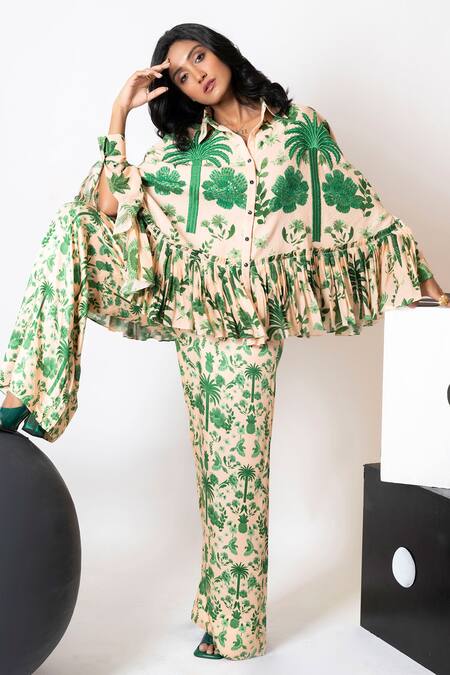 Pds By Sneha Floral Embroidered Kaftan & Pant Set 