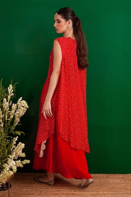 Palak & Mehak Bandhani Pattern Cape With Dress 