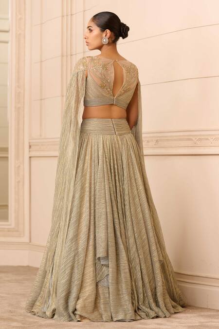Shop Tarun Tahiliani Blue Crepe Crystals Boat Neck Cascading Skirt And Blouse Set at Aza Fashions Shop_Tarun Tahiliani_Blue Crepe Crystals Boat Neck Cascading Skirt And Blouse Set_at_Aza_Fashions