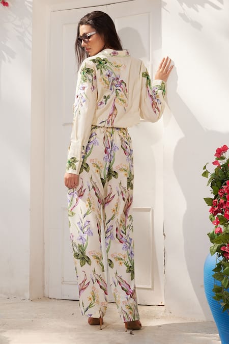 Reynu Taandon Plain Shirt & Floral Print Pant 