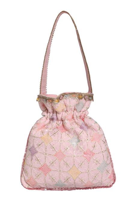 Fuchsia by aashaka mehta Silk Thread Embroidered Potli Bag 