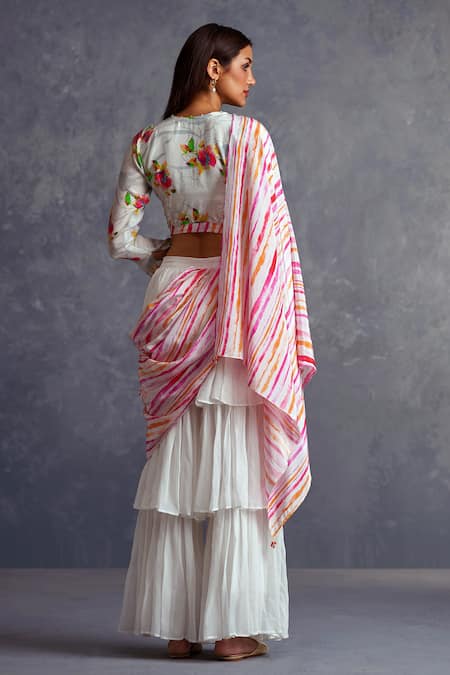 Affroz Layered Palazzo Saree With Blouse 
