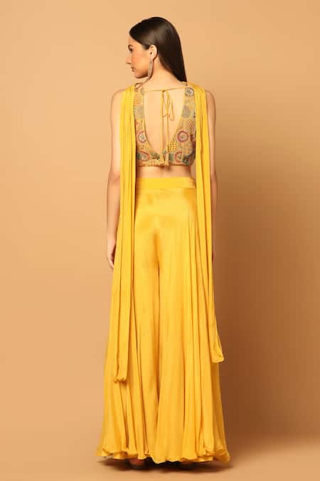 Two Sisters By Gyans Sequin & Dori Embroidered Blouse Palazzo Set 