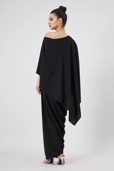 Aakaar Noir Cape Gown 