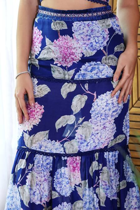 Tangerine Tiger Floral Print Tiered Skirt 