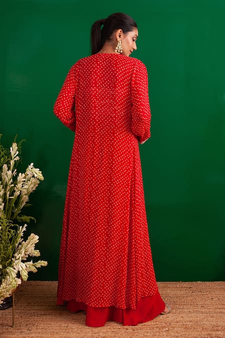 Palak & Mehak Bandhani Pattern Jacket & Flared Pant Set 