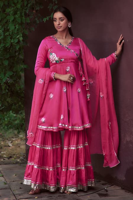 Neha Saxena Hand Embroidered Kurta Gharara Set 