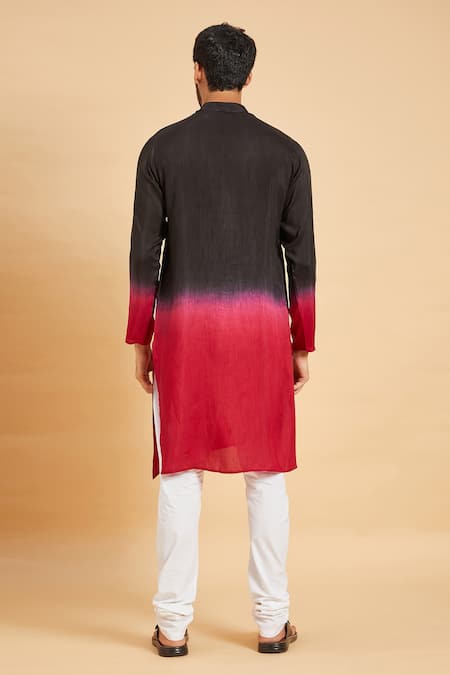 Hilo Design Black to Red Ombre Kurta For Kids