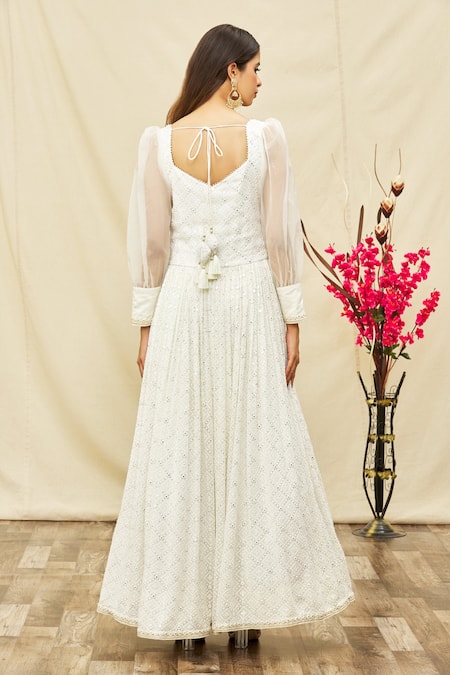 Samyukta Singhania Geometric Embroidered Anarkali With Dupatta 