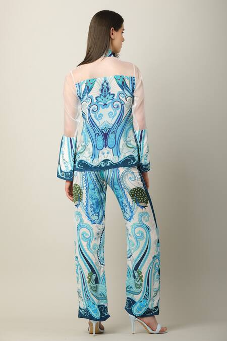 Shop_Limerick by Abirr N' Nanki_Multi Color Crepe Printed Paisley Multicolor Flared Pant _at_Aza_Fashions
