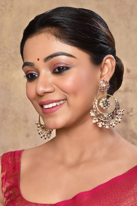 Shop_Zevar By Geeta_Gold Plated Stones, Pearls Jadau And Chandbalis _at_Aza_Fashions