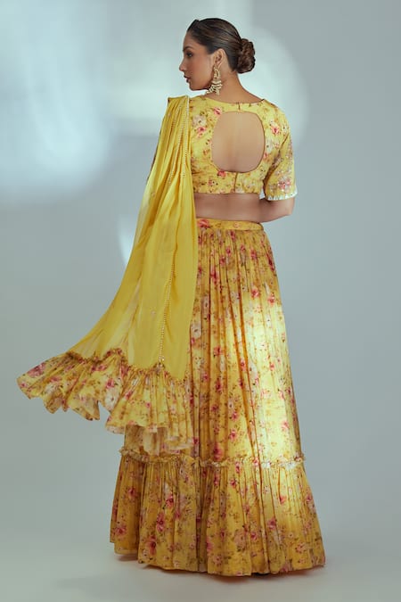 Suruchi Parakh Printed Tiered Draped Lehenga & Bouse Set 