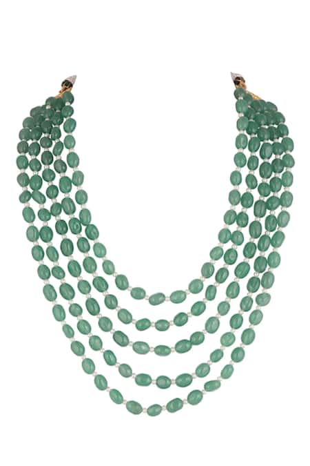 Shop Riana Jewellery Green Emerald Beaded Mala at Aza Fashions Shop_Riana Jewellery_Green Emerald Beaded Mala _at_Aza_Fashions