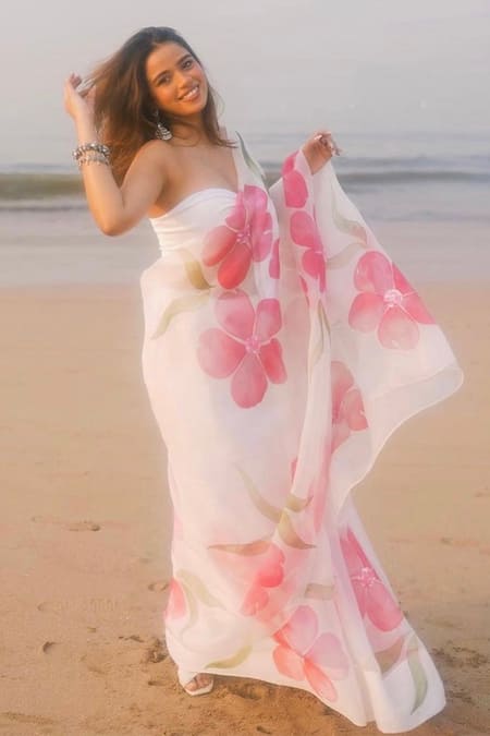 Meghstudio Embroidered & Hand Painted Saree 