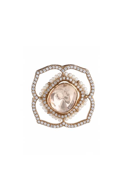 Ajooni Jewels Vintage Moissanite Floral Stud Earrings 