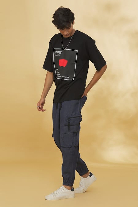 Shop_Theorem_Blue 100% Cotton Plain Jogger Pant  _at_Aza_Fashions