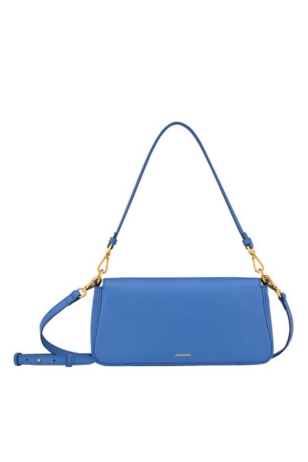 Shop_Aranyani_Blue Embellished Stone Shoulder Bag_at_Aza_Fashions