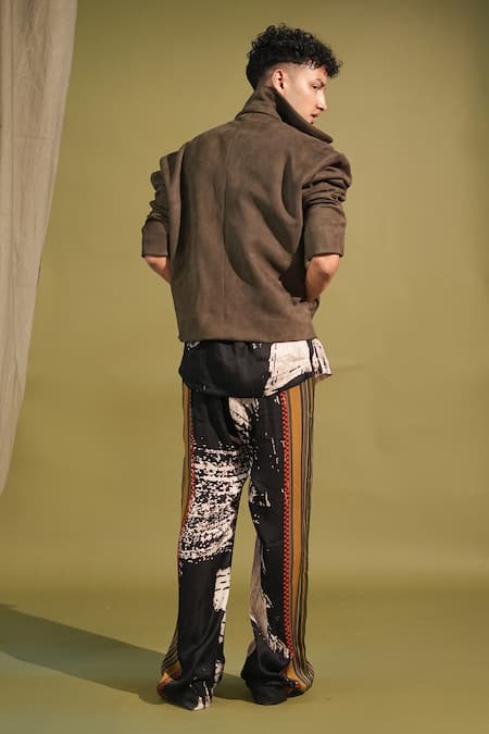 Shop_Nikita Mhaisalkar_Green Faux Leather Exaggerated Notched Collar Jacket _at_Aza_Fashions