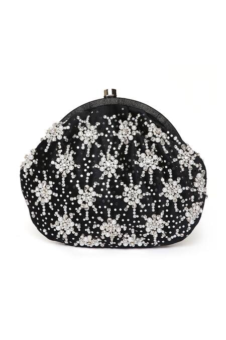 Shop Quirky Tales Heer Velvet Embellished Pouch at Aza Fashions Shop_Quirky Tales_Heer Velvet Embellished Pouch_at_Aza_Fashions