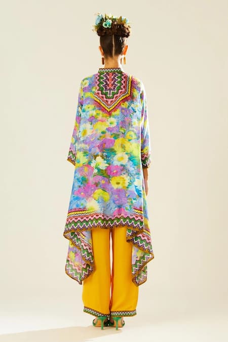 Shop_Rajdeep Ranawat_Yellow Satin Plain Paloma Straight Pant  _at_Aza_Fashions