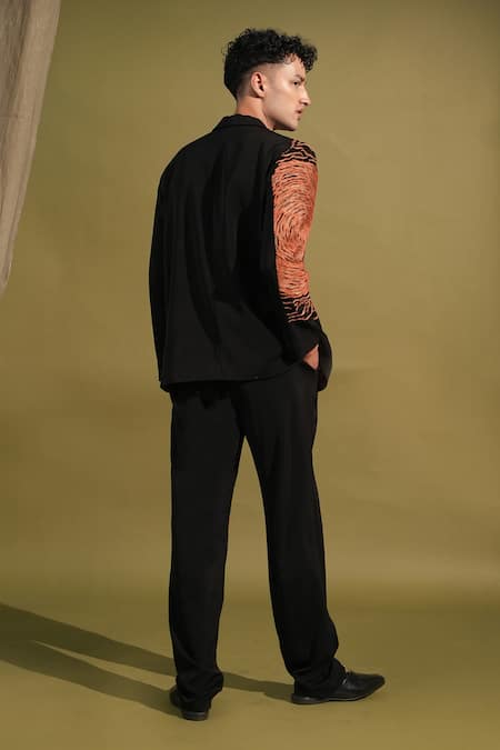 Shop_Nikita Mhaisalkar_Black Lurex Cosmic Print Blazer With Pant _at_Aza_Fashions