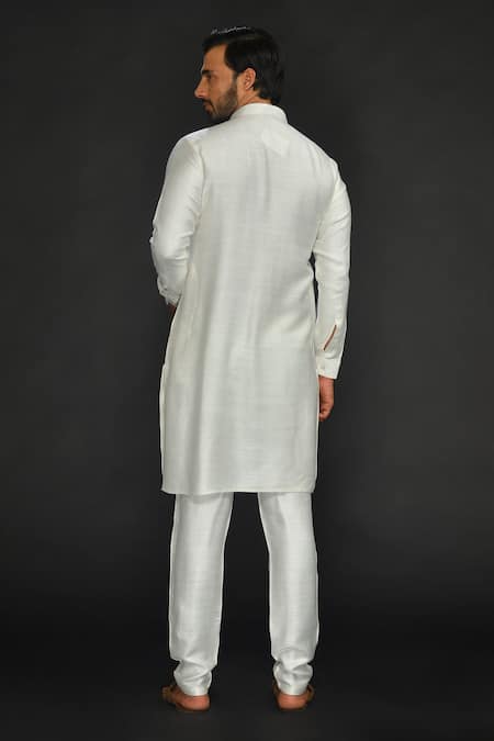 Sammohan Ceremonial Band Collar Woven Kurta Set 