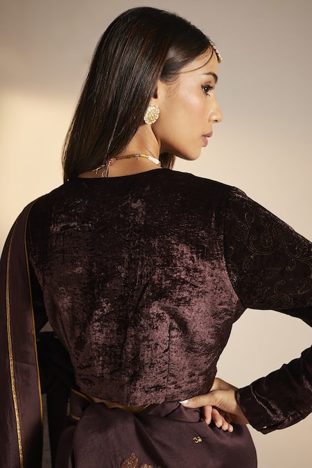 Shorshe Clothing Silk Velvet Printed Blouse 