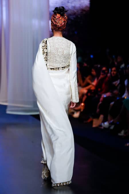 Anand Kabra Border Embroidered Saree With Blouse 