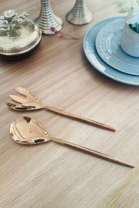 Shop Mommywise Gold 304stainless Steel Serving Spoons - Set Of 4 at Aza Fashions Shop_Mommywise_Gold 304stainless Steel Serving Spoons - Set Of 4_at_Aza_Fashions