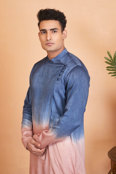 Hilo Design Ombre Kurta with Mandarin Collar For Kids