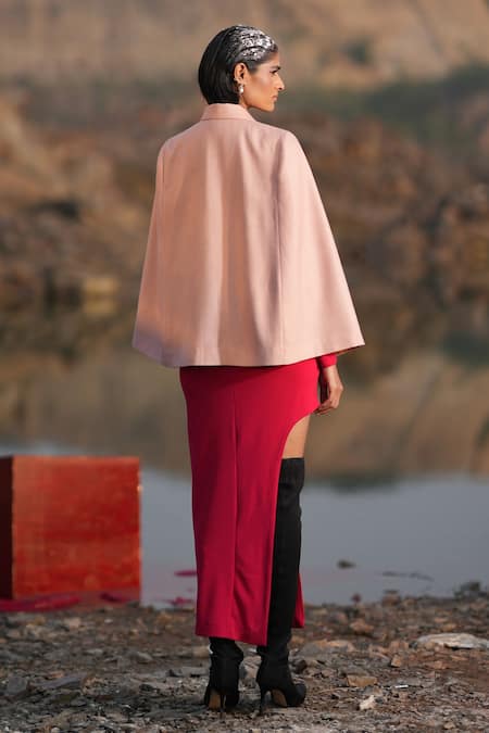 Neiza By Neeti Seth Thread Work Cashmere Wool Cape 