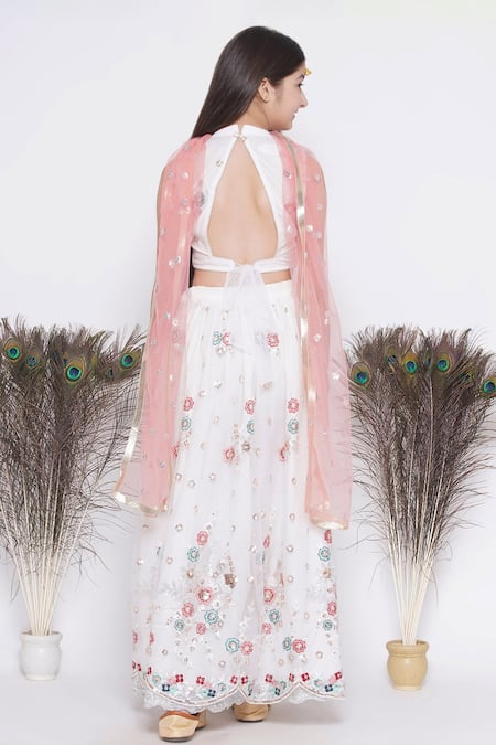 Little Bansi Floral Bouquet Embroidered Lehenga Set 