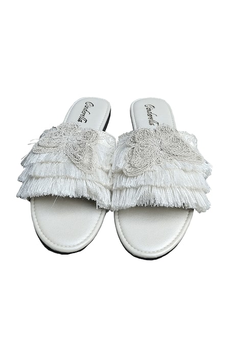 Cinderella By Heena Yusuf Glory Fringe Tasselled Embellished Flats 