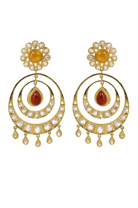 Tizora Onyx Kundan Embellished Tiered Chandbalis 