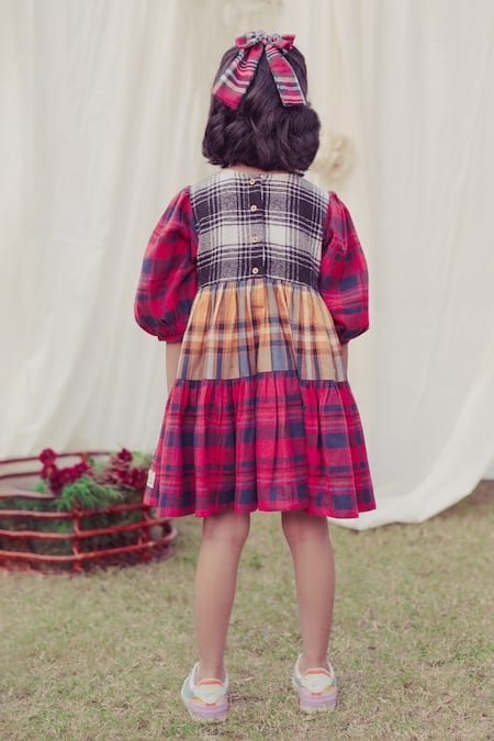 Bagichi Gisele Puff Sleeve Flannel Dress 