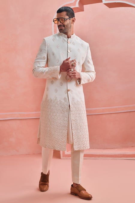 Philocaly Bikher Silk Embroidered Sherwani Set 