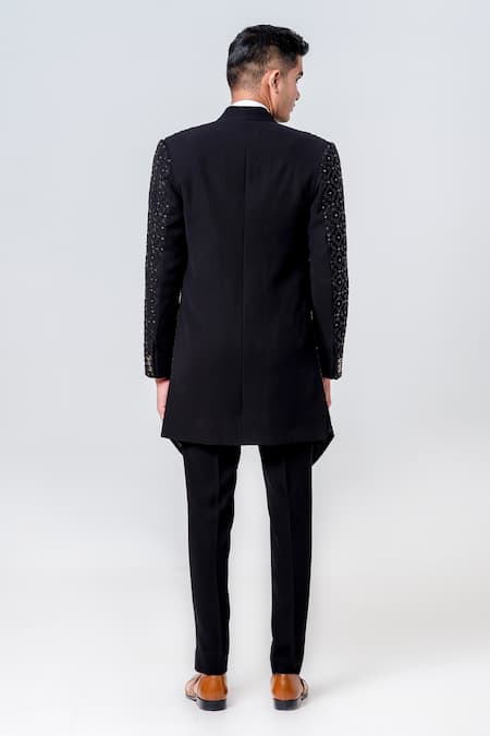 Amrit Dawani Cutdana Flower Embellished Jacket Trouser Set 