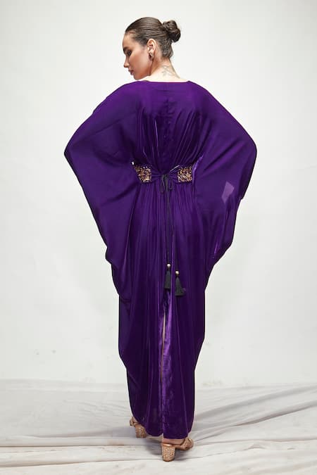 Ranian Cowl Draped Velvet Kaftan 