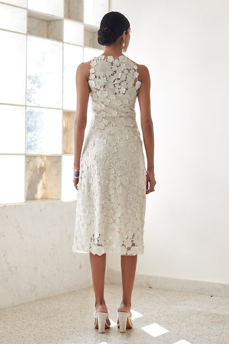 Mishru Averi Floral Embroidered Midi Dress 