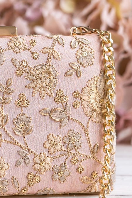 Amyra Leya Floral Embroidered Clutch With Sling 