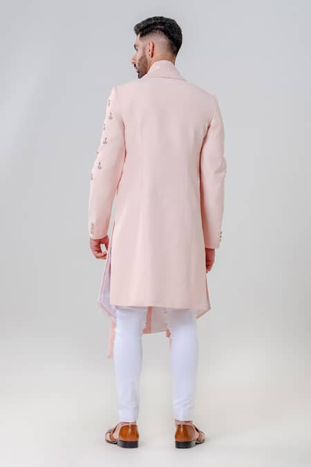 Shop Amrit Dawani Peach Silk Embroidery Shell Kurta With Trouser at Aza Fashions Shop_Amrit Dawani_Peach Silk Embroidery Shell Kurta With Trouser _at_Aza_Fashions