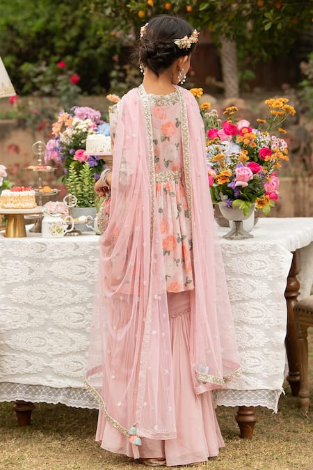 Summer By Priyanka Gupta Rose Print Kurta Gharara Set 