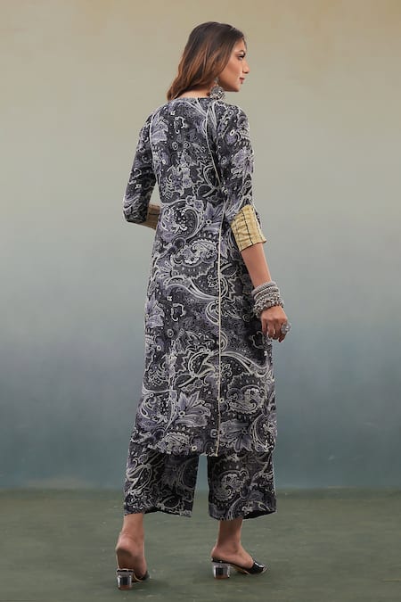 Affroz Paisley Print Kurta Palazzo Set 