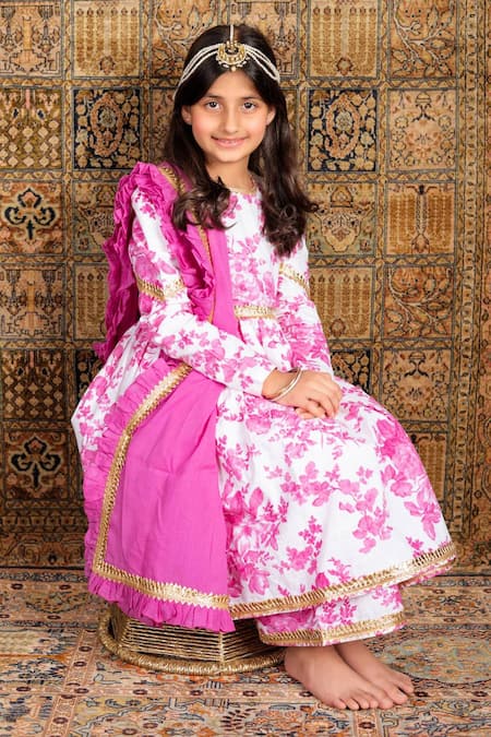 The Pony & Peony Co. Floral Printed Flared Kurta Set 