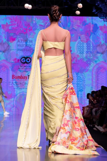 Shop Krisha Sunny Ramani Green Georgette Sequins Sweetheart Neck Embellished Pre-draped Saree With Blouse at Aza Fashions Shop_Krisha Sunny Ramani_Green Georgette Sequins Sweetheart Neck Embellished Pre-draped Saree With Blouse _at_Aza_Fashions