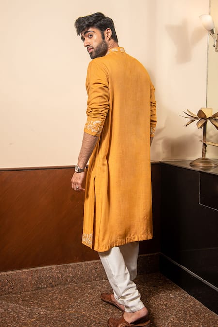 Shop Soniya G Yellow Cotton Embroidery Pure Kurta Set at Aza Fashions Shop_Soniya G_Yellow Cotton Embroidery Pure Kurta Set _at_Aza_Fashions