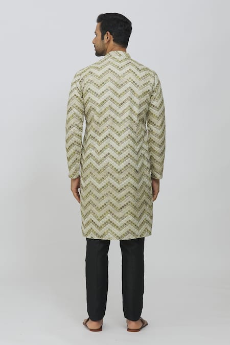 Rng Safawala Chevron Print Kurta & Black Mexican Pant Set 