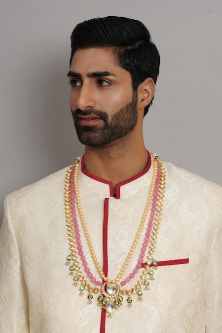 Shop Ruby Raang Multi Color Kundan Drop Necklace at Aza Fashions Shop_Ruby Raang_Multi Color Kundan Drop Necklace _at_Aza_Fashions