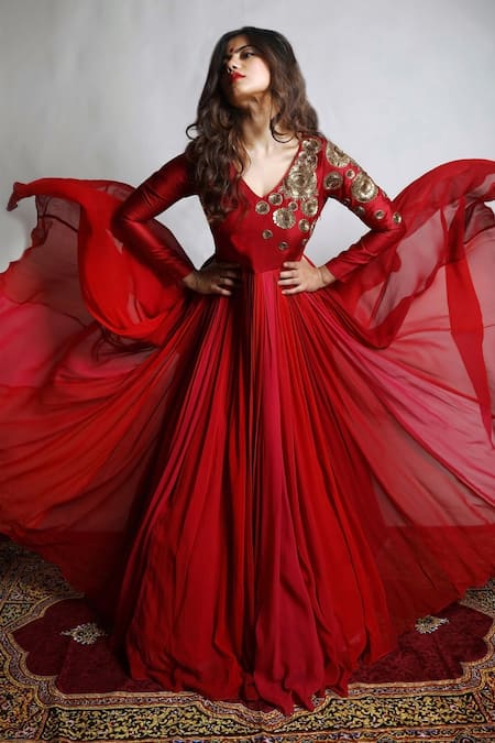 Mona And Vishu Dupion Silk Shaded Anarkali Set 