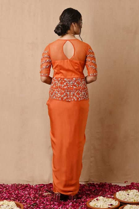 Label Nitisha Embroidered Jacket & Draped Skirt Set 